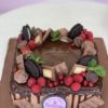 Chocolate Bomb Red Berries Square Cake