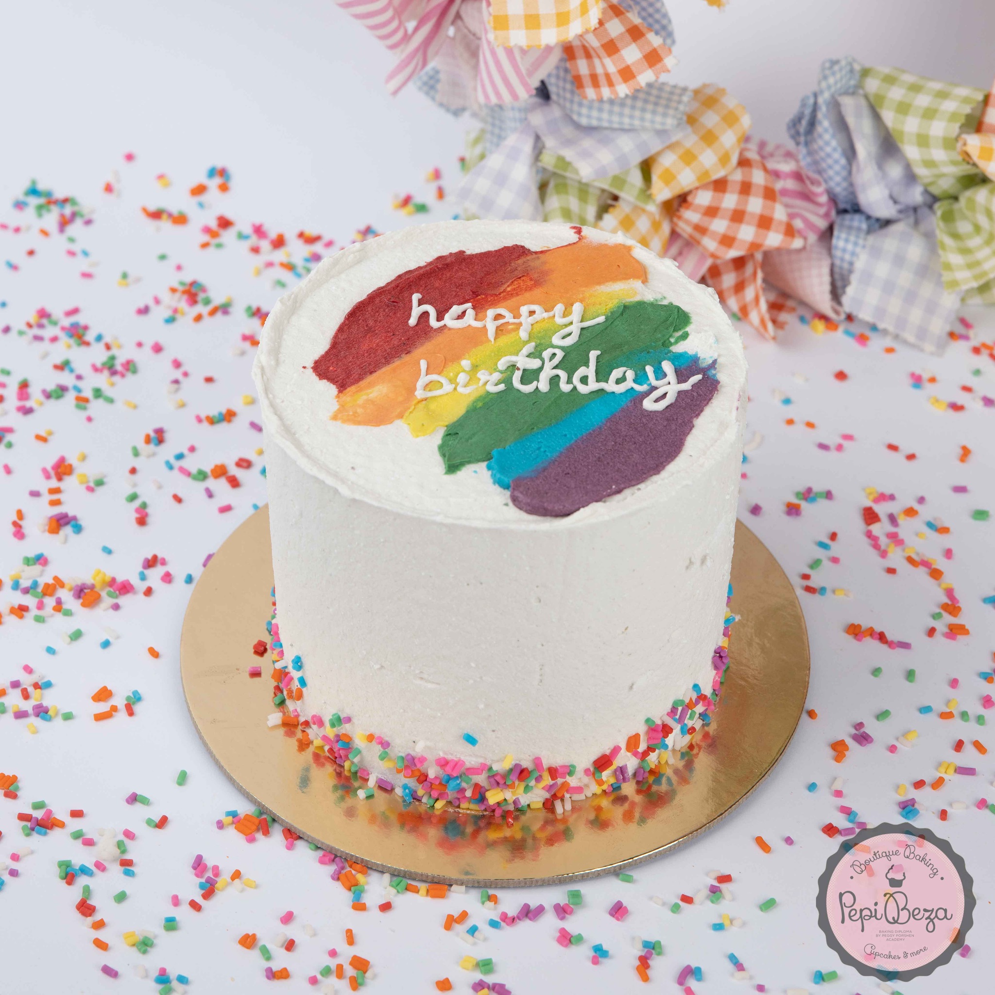 Rainbow Colors Happy Birthday Party Cake