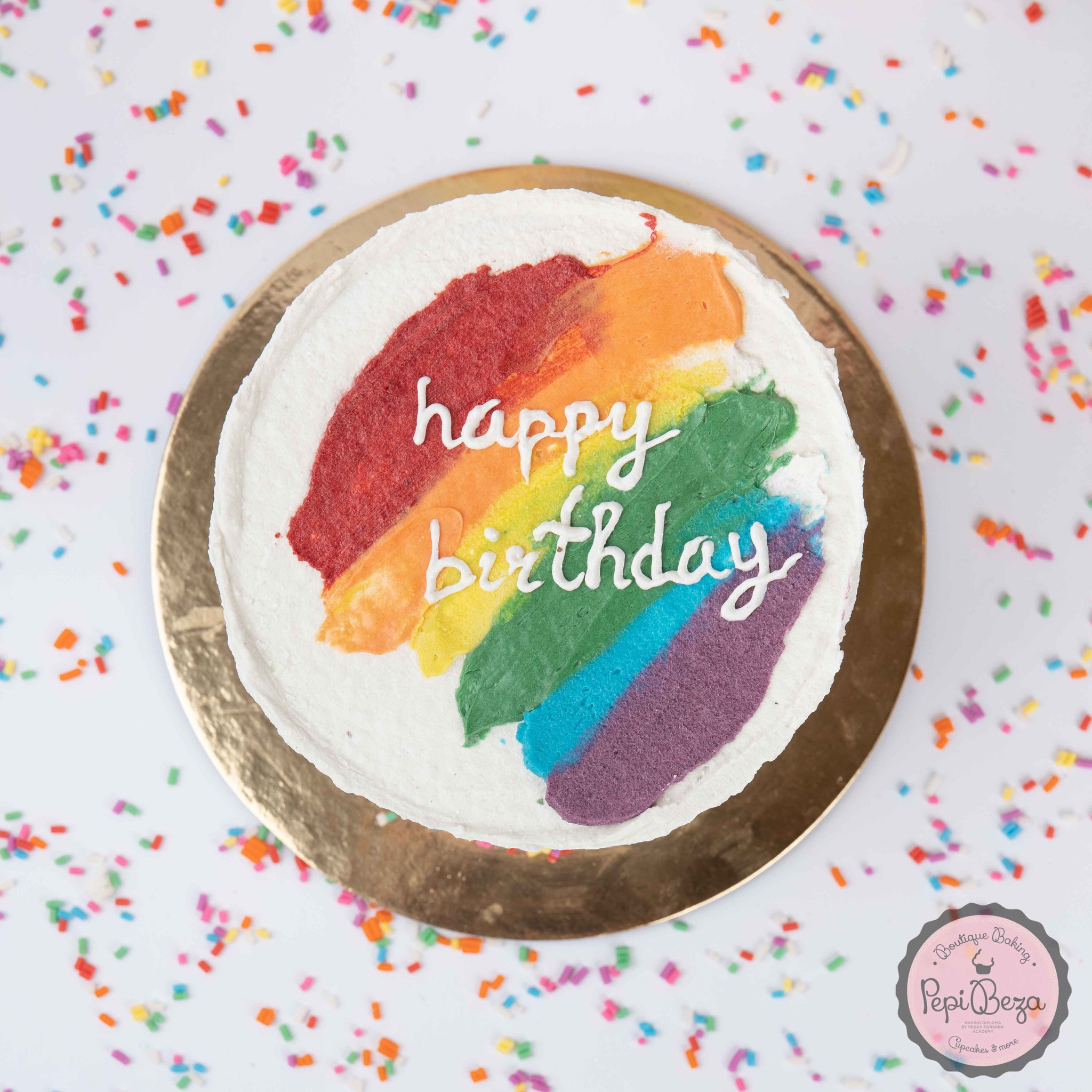 Rainbow Colors Happy Birthday Party Cake