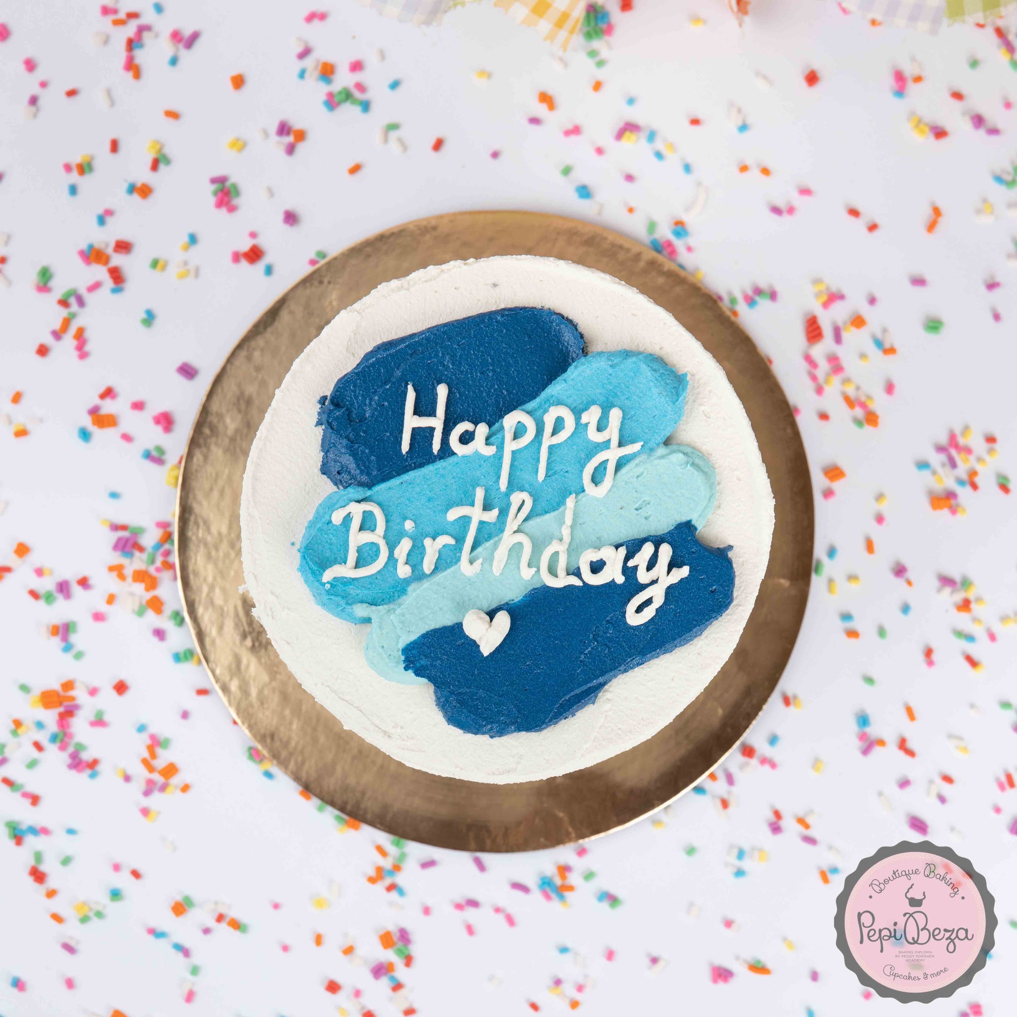 Happy Birthday Minimal Blue Party Cake