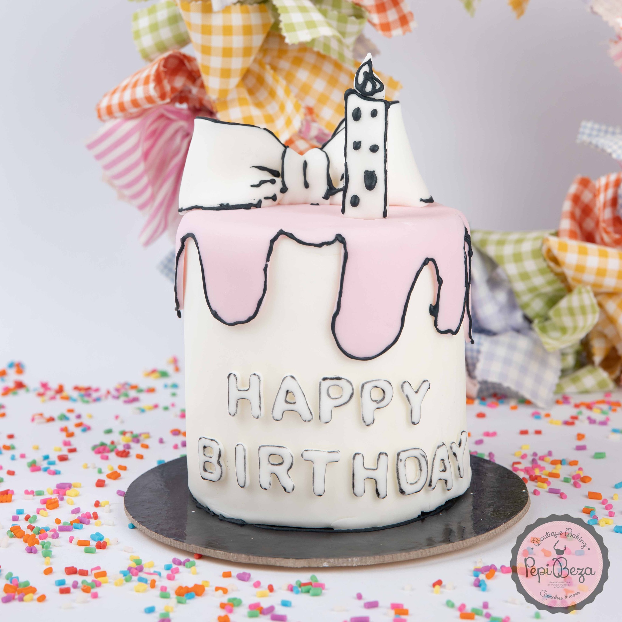 Cartoon Cake Pink Party Happy Birthday