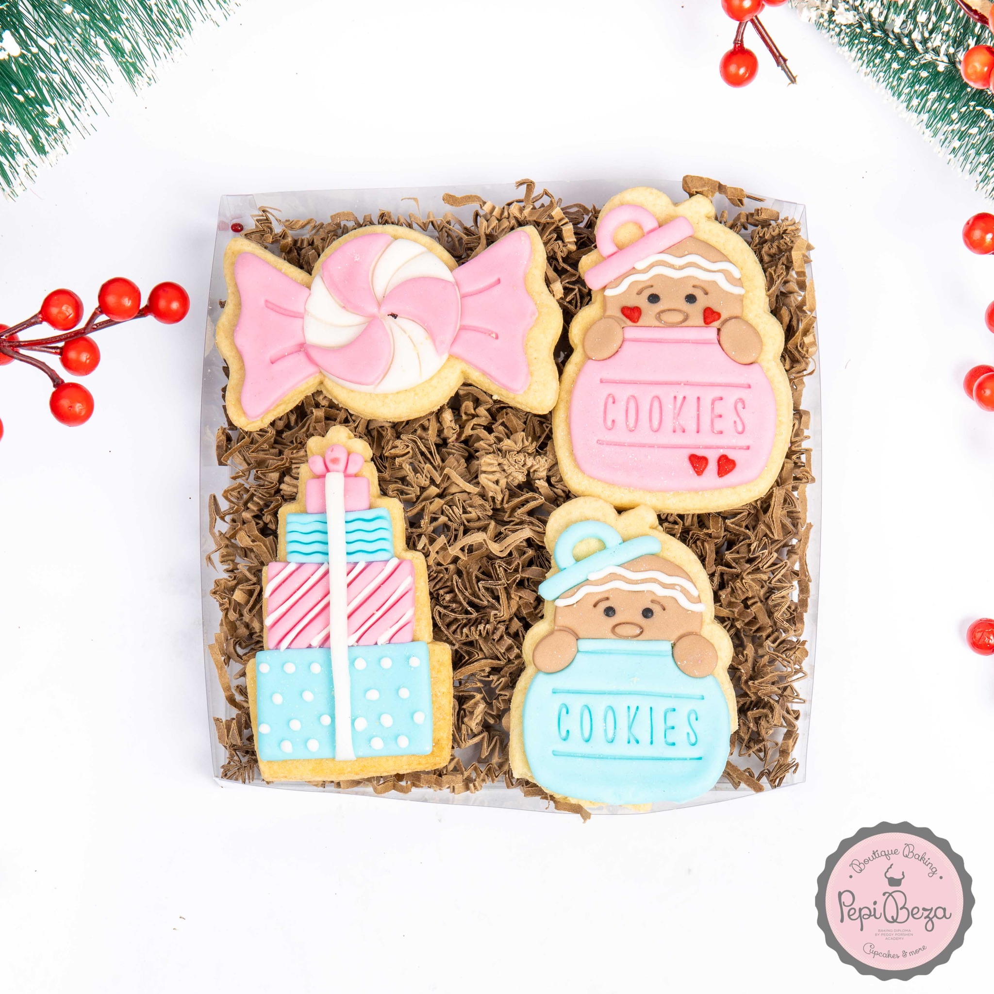 Christmas Baby Pink and Blue Cookies