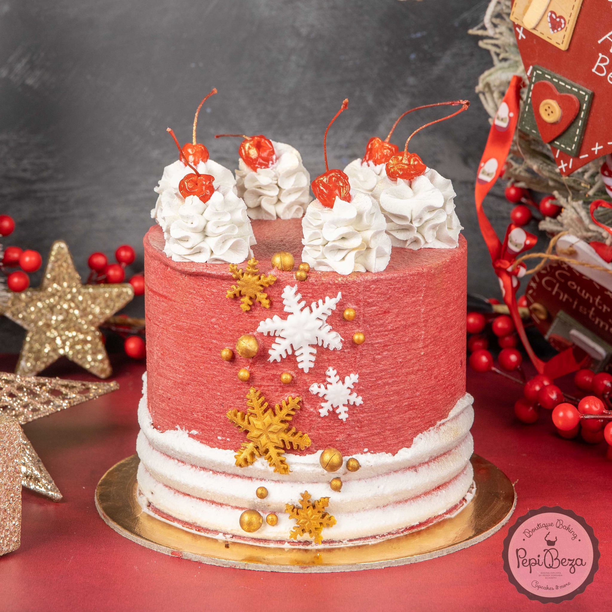 Red Christmas Party Cake