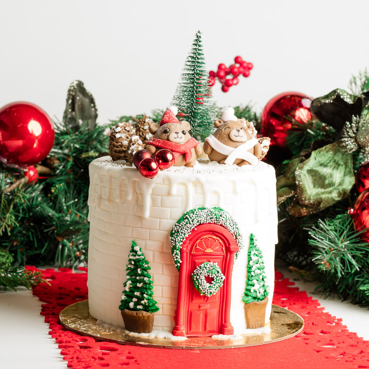 Christmas Frosted Door Party Cake