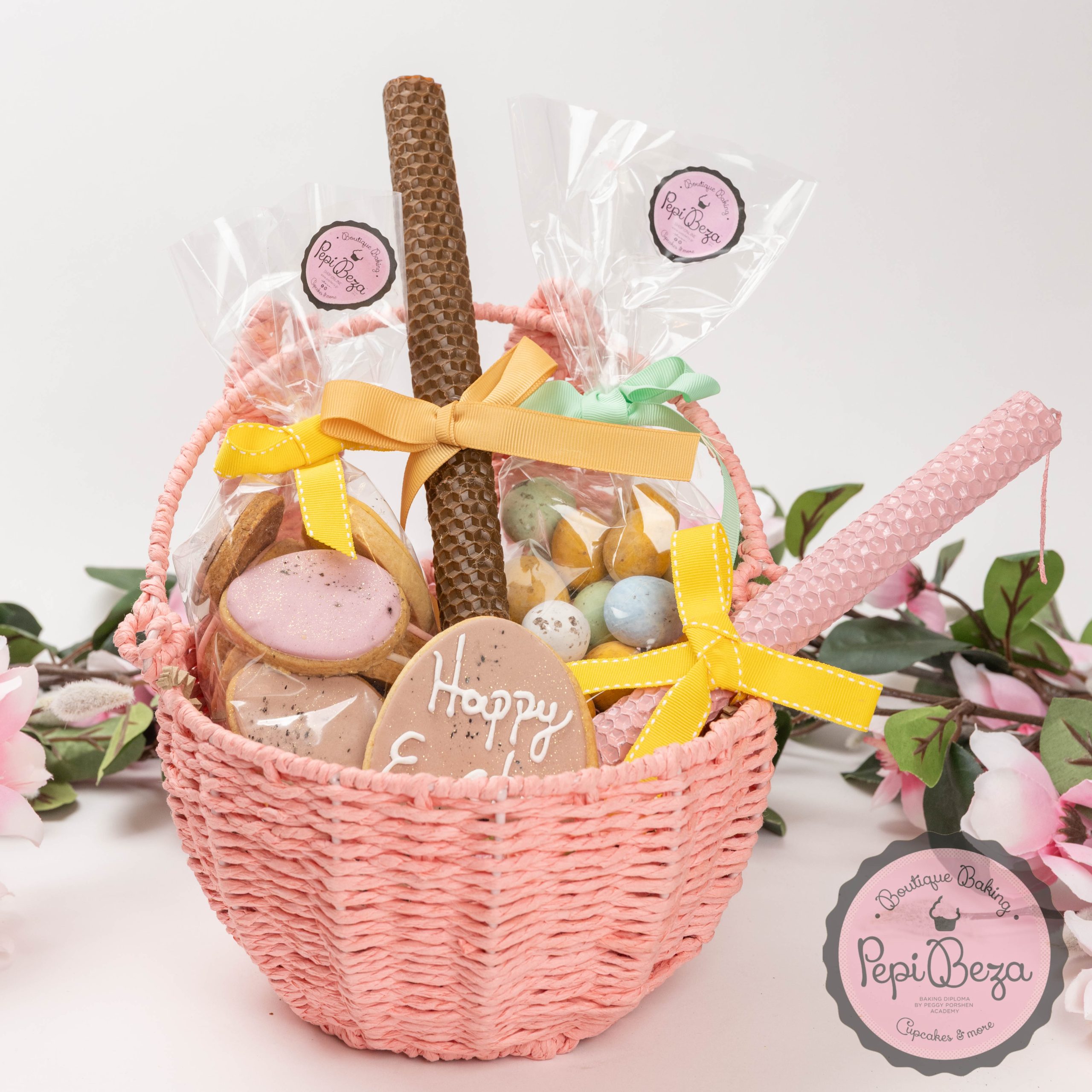 Easter Gift Set Καλάθι Ροζ – 2 λαμπάδες